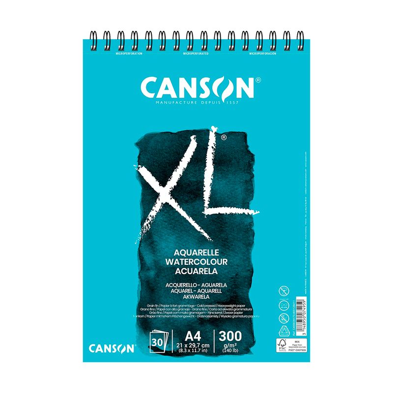 CANSON - Croquera Canson XL Aquarelle A4 300grs 30hj