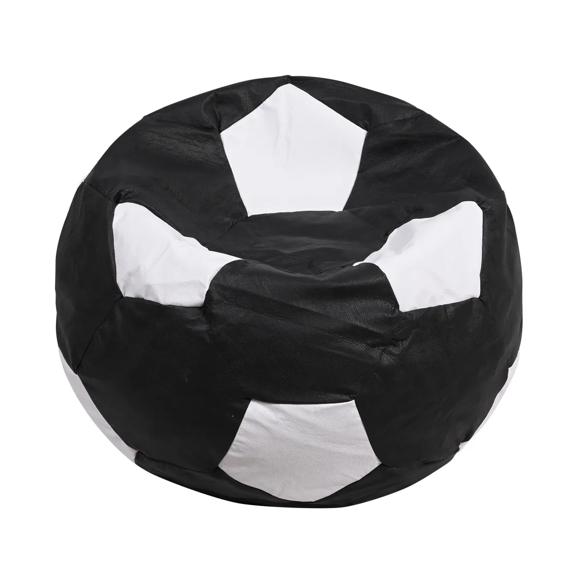 GENERICO - Pouf Pera Futbol Negro Blanco Eco Cuero 80x80x80 cm Máxima Design