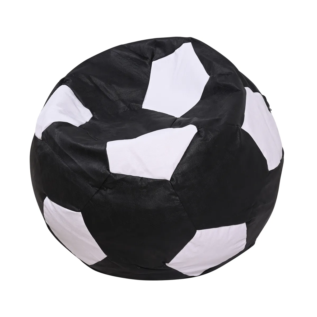 GENERICO - Pouf Pera Futbol Negro Blanco Eco Cuero 80x80x80 cm Máxima Design