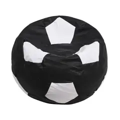 GENERICO - Pouf Pera Futbol Negro Blanco Eco Cuero 120x120x120 cm Máxima Design