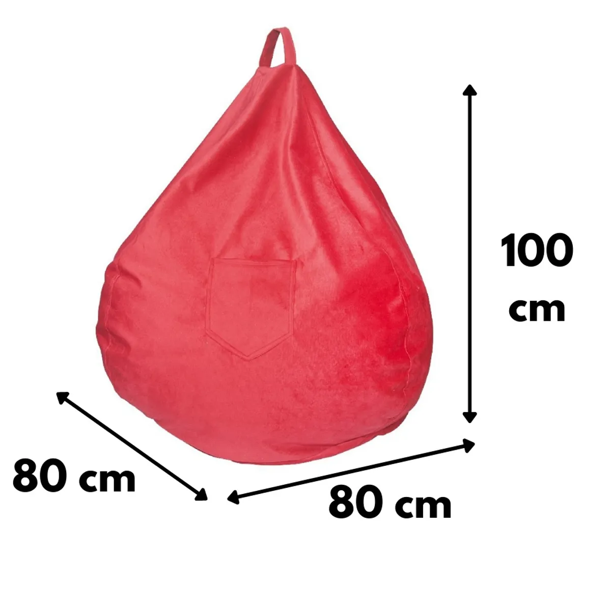 GENERICO - Pouf Pera Rojo Felpa 100x80x80 cm Máxima Design