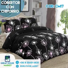 01 AUDIO - Cobertores plush con Chiporro 2 Plazas Negro de Diente de León