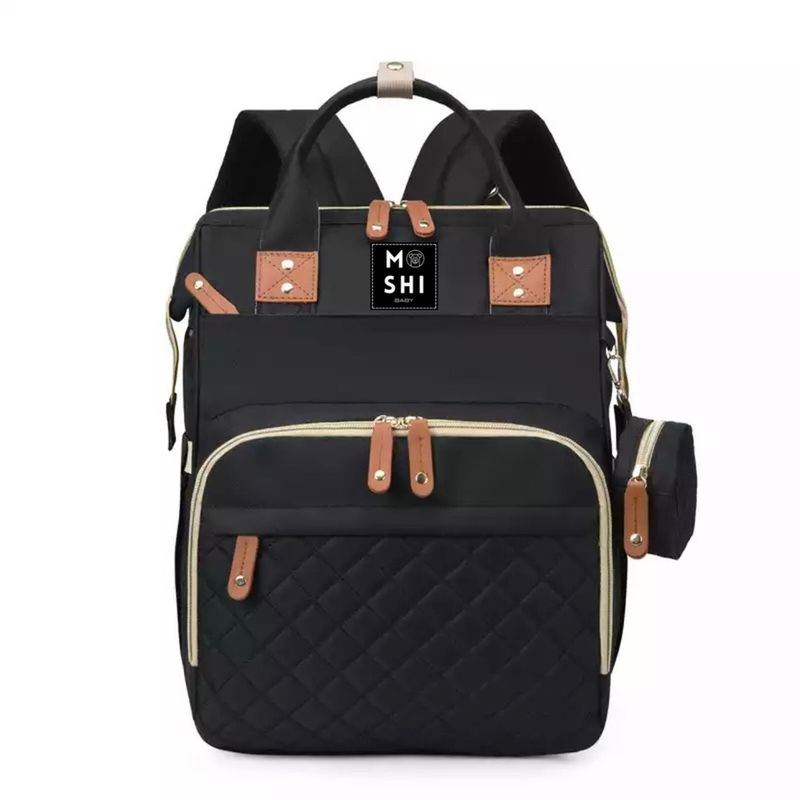 GENERICO - Bolso Mochila Maternal Pañalera Diseño Lululemon Negro