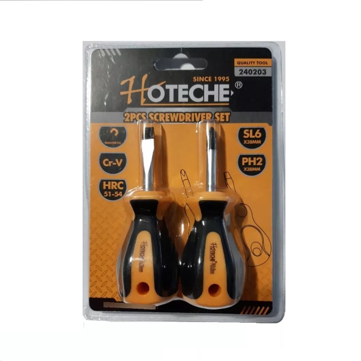 HOTECHE - Destornilladores Mini Perillero, 2 Pzs Cruz Y Paleta. Cr-v.