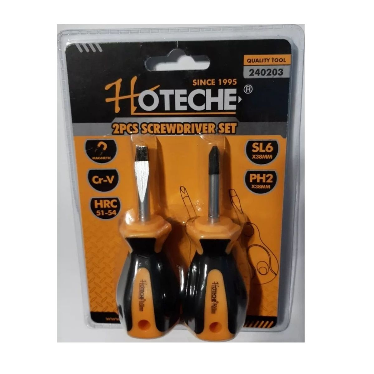 HOTECHE - Destornilladores Mini Perillero, 2 Pzs Cruz Y Paleta. Cr-v.