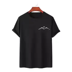 ROLY - Polera Negra Hombre Montaña Algodón