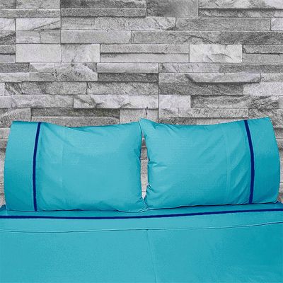 Imagen 2 del producto Juego De Sabanas 2 Plazas Diversión Natural Turquesa 300 Hilos