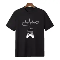 ROLY - Polera Negra Hombre Gamer Love Algodón