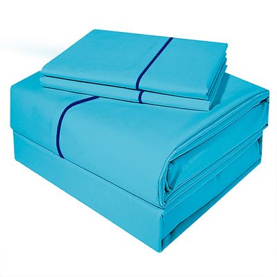 Imagen 2 del producto Juego De Sabanas 1,5 Plaza Diversión Natural Turquesa 300 Hilos