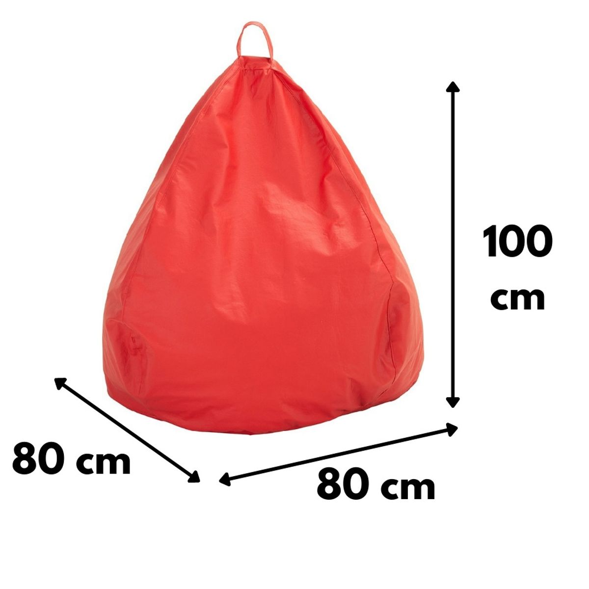 GENERICO - Funda Pouf Pera Rojo Eco Cuero 100x80x80 cm Máxima Design.