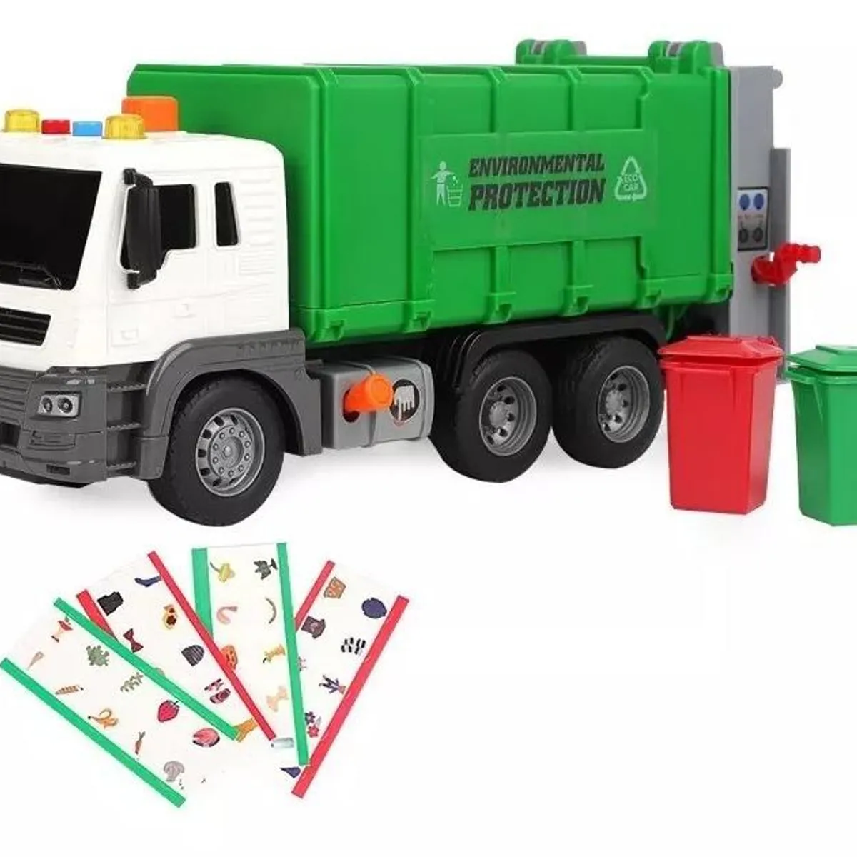 KUANGYE - Camión De Basura Con 2 Botes De Basura Con Luz Y Sonido