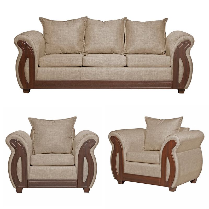 RUZAM MOBEL - JUEGO DE LIVING 3-1-1 ISIDORA BEIGE LINO