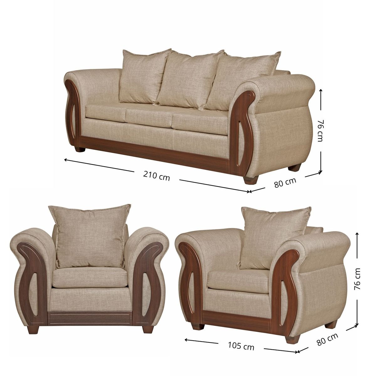 RUZAM MOBEL - LIVING 3-1-1 ISIDORA BEIGE LINO