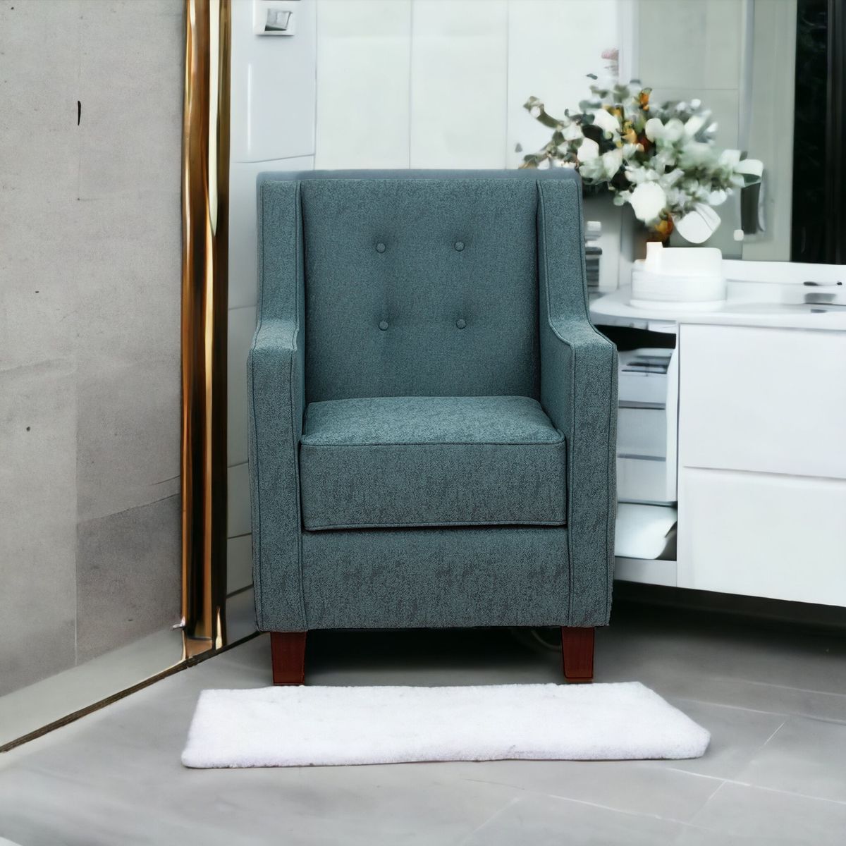 MUEBLES AMERICA - Poltrona Belén Lino Sidelli Azul Petróleo