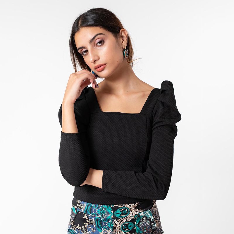 NATALIA SEGUEL - Polera Anastasia Negro Natalia Seguel