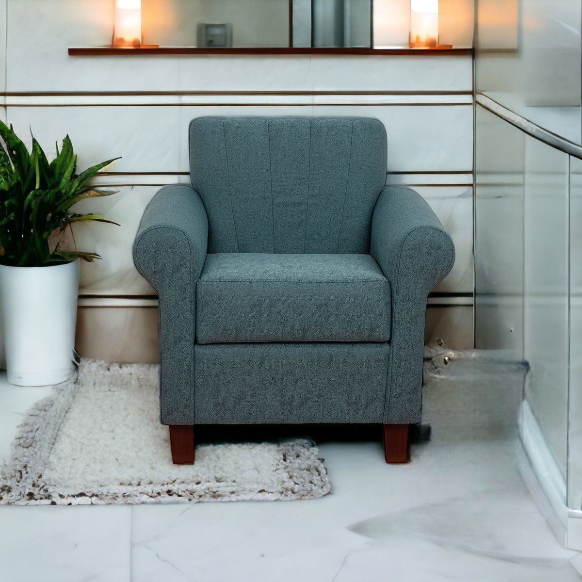 MUEBLES AMERICA - Poltrona Lucy Lino Sidelli Azul Petróleo