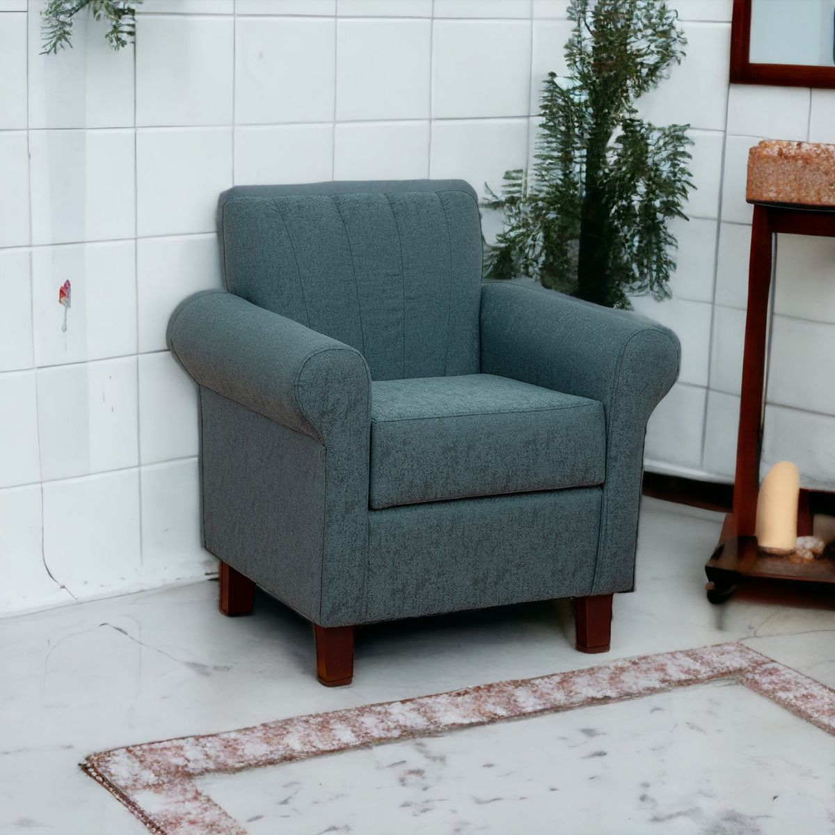 MUEBLES AMERICA - Poltrona Lucy Lino Sidelli Azul Petróleo