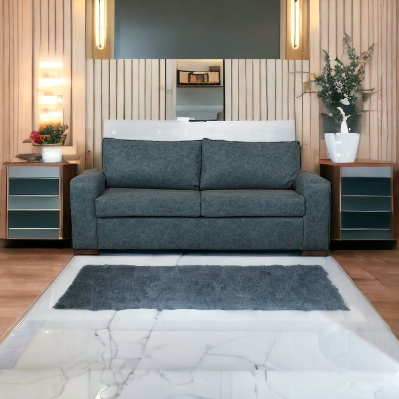 MUEBLES AMERICA - Sofá Infinity 3 Cuerpos Cuero Auris Azul Petróleo