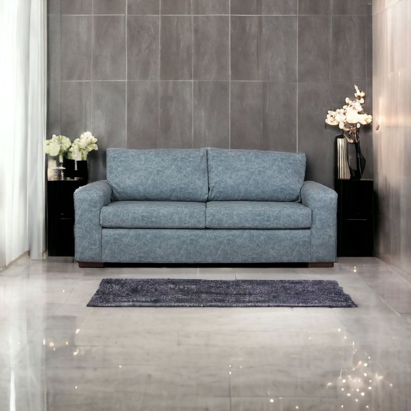 MUEBLES AMERICA - Sofá Infinity 3 Cuerpos Cuero Auris Azul Claro