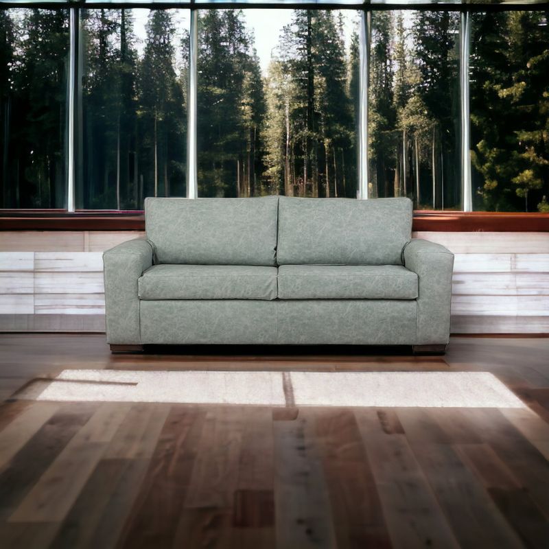 MUEBLES AMERICA - Sofá Infinity 3 Cuerpos Cuero Auris Verde Agua