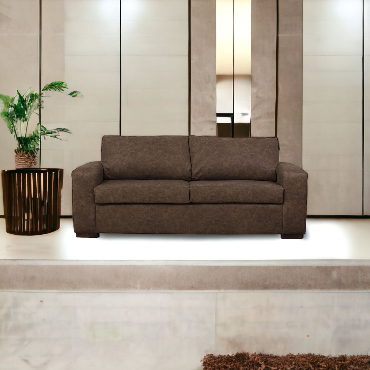 MUEBLES AMERICA - Sofá Infinity 3 Cuerpos Cuero Auris Café.