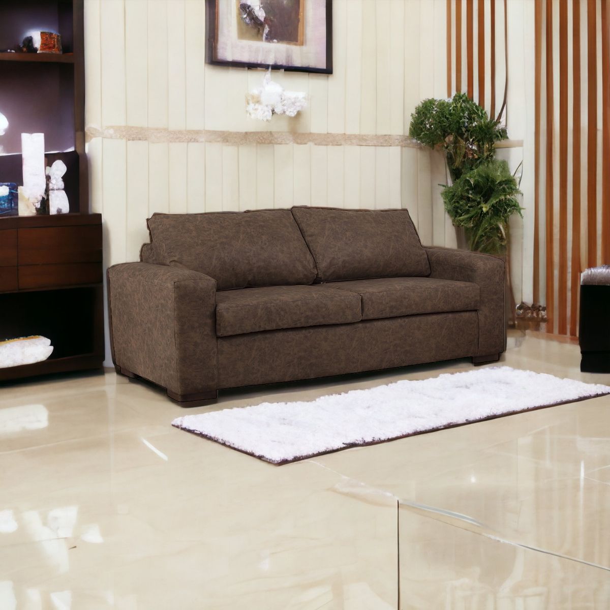 MUEBLES AMERICA - Sofá Infinity 3 Cuerpos Cuero Auris Café.