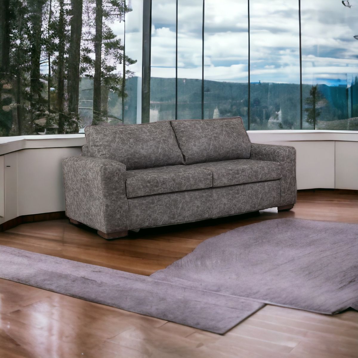 MUEBLES AMERICA - Sofá Infinity 3 Cuerpos Cuero Auris Gris