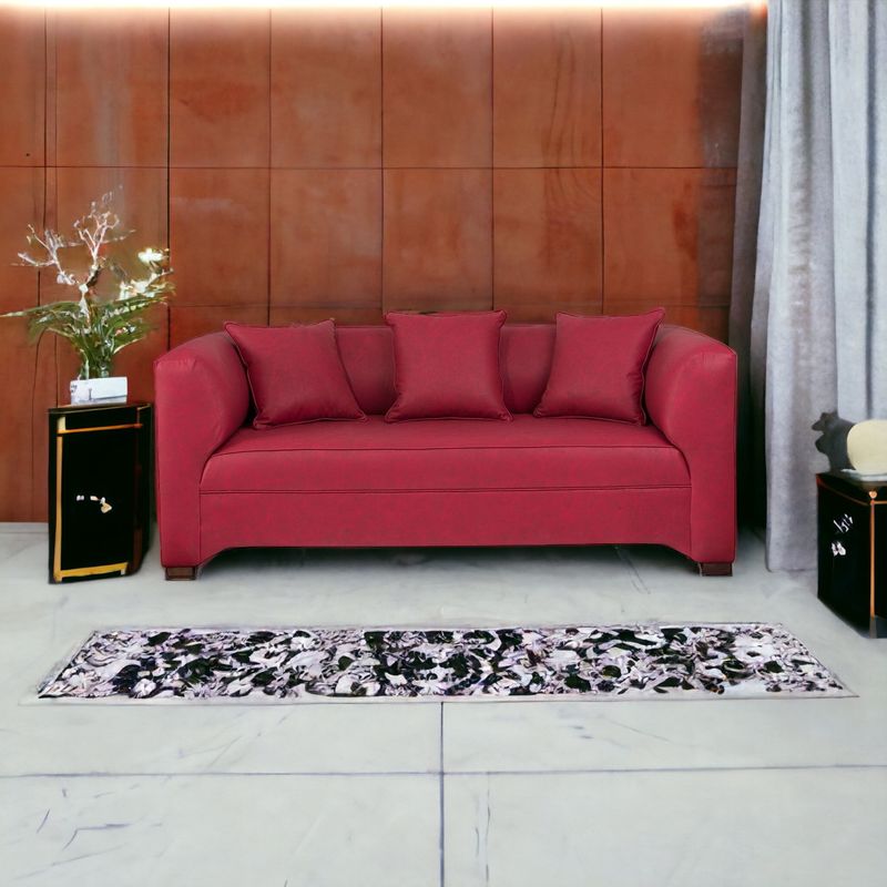 MUEBLES AMERICA - Sofá Metropolitan 3 Cuerpos Cuero Auris Burdeo