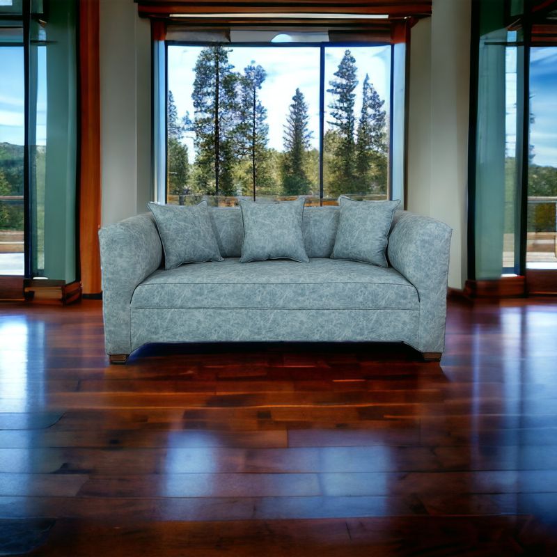MUEBLES AMERICA - Sofá Metropolitan 3 Cuerpos Cuero Auris Azul Claro