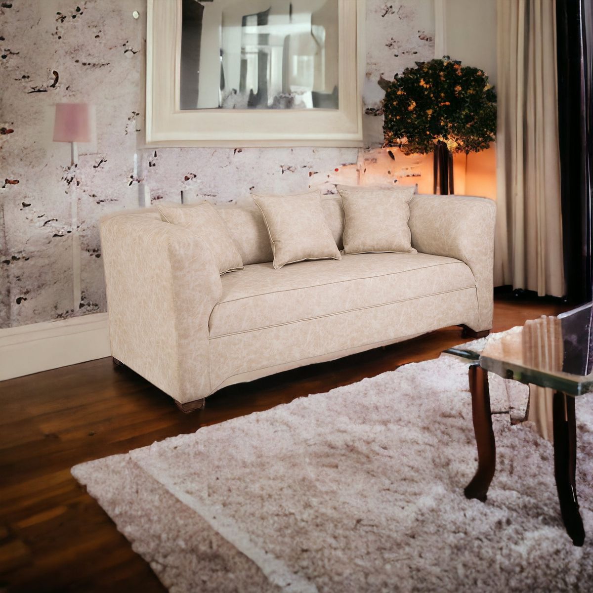 MUEBLES AMERICA - Sofá Metropolitan 3 Cuerpos Cuero Auris Beige