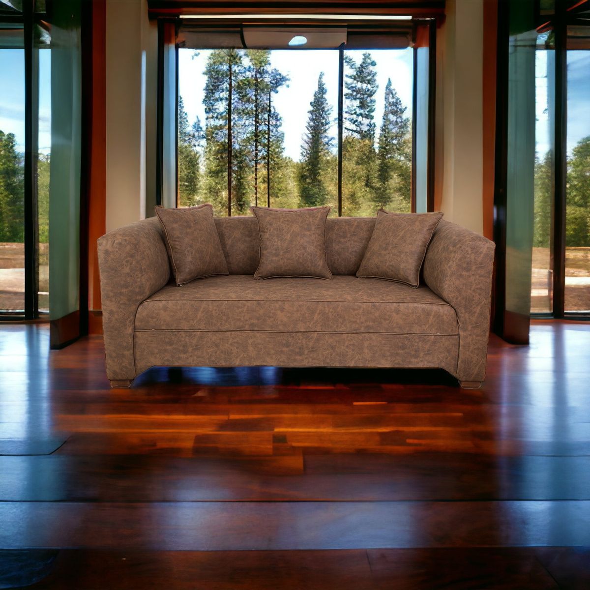 MUEBLES AMERICA - Sofá Metropolitan 3 Cuerpos Cuero Auris Café