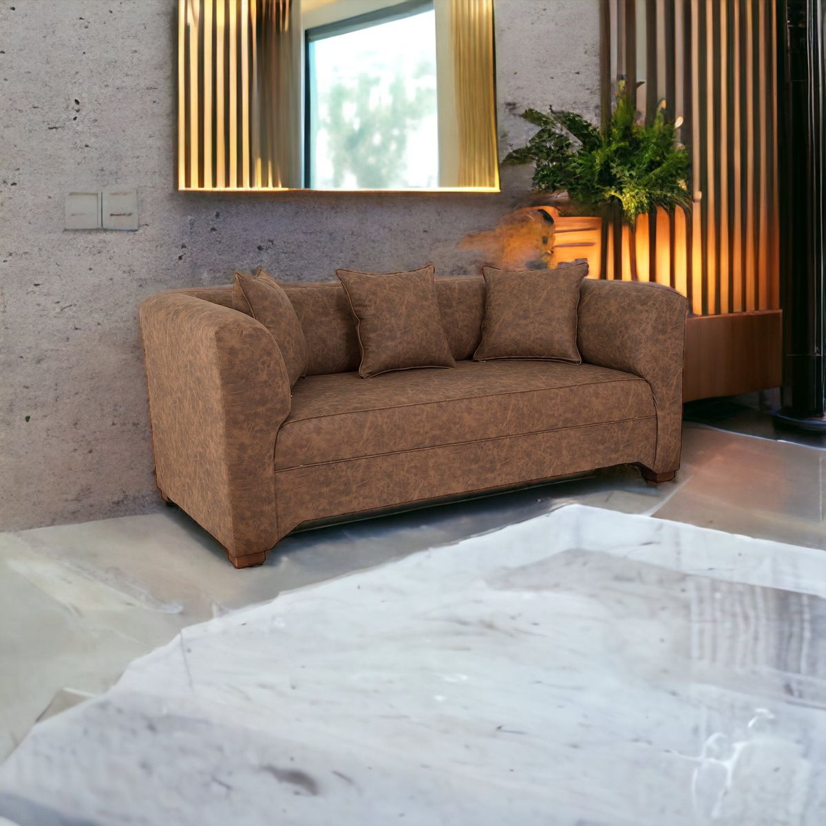 MUEBLES AMERICA - Sofá Metropolitan 3 Cuerpos Cuero Auris Café