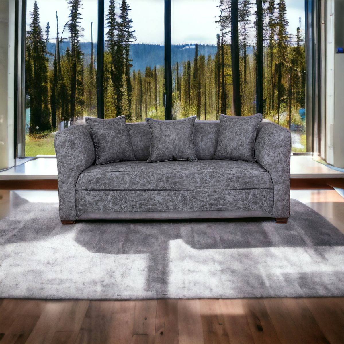 MUEBLES AMERICA - Sofá Metropolitan 3 Cuerpos Cuero Auris Gris