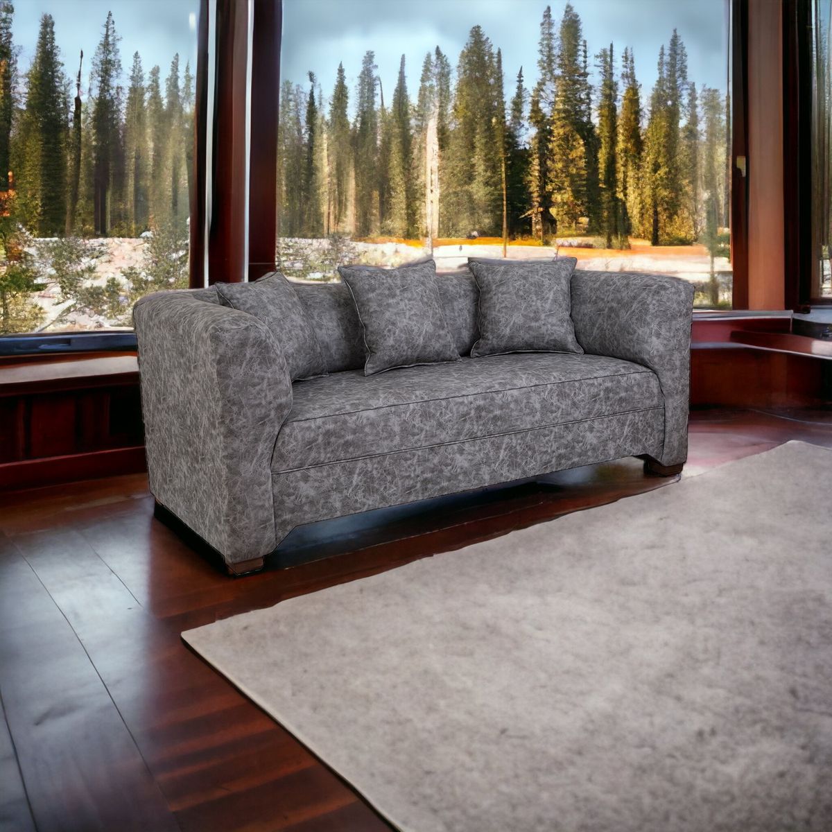 MUEBLES AMERICA - Sofá Metropolitan 3 Cuerpos Cuero Auris Gris