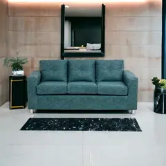 MUEBLES AMERICA - Sofá George 3 Cuerpos Cuero Auris Azul Petróleo