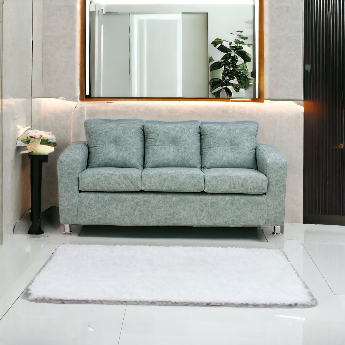 MUEBLES AMERICA - Sofá George 3 Cuerpos Cuero Auris Verde Agua