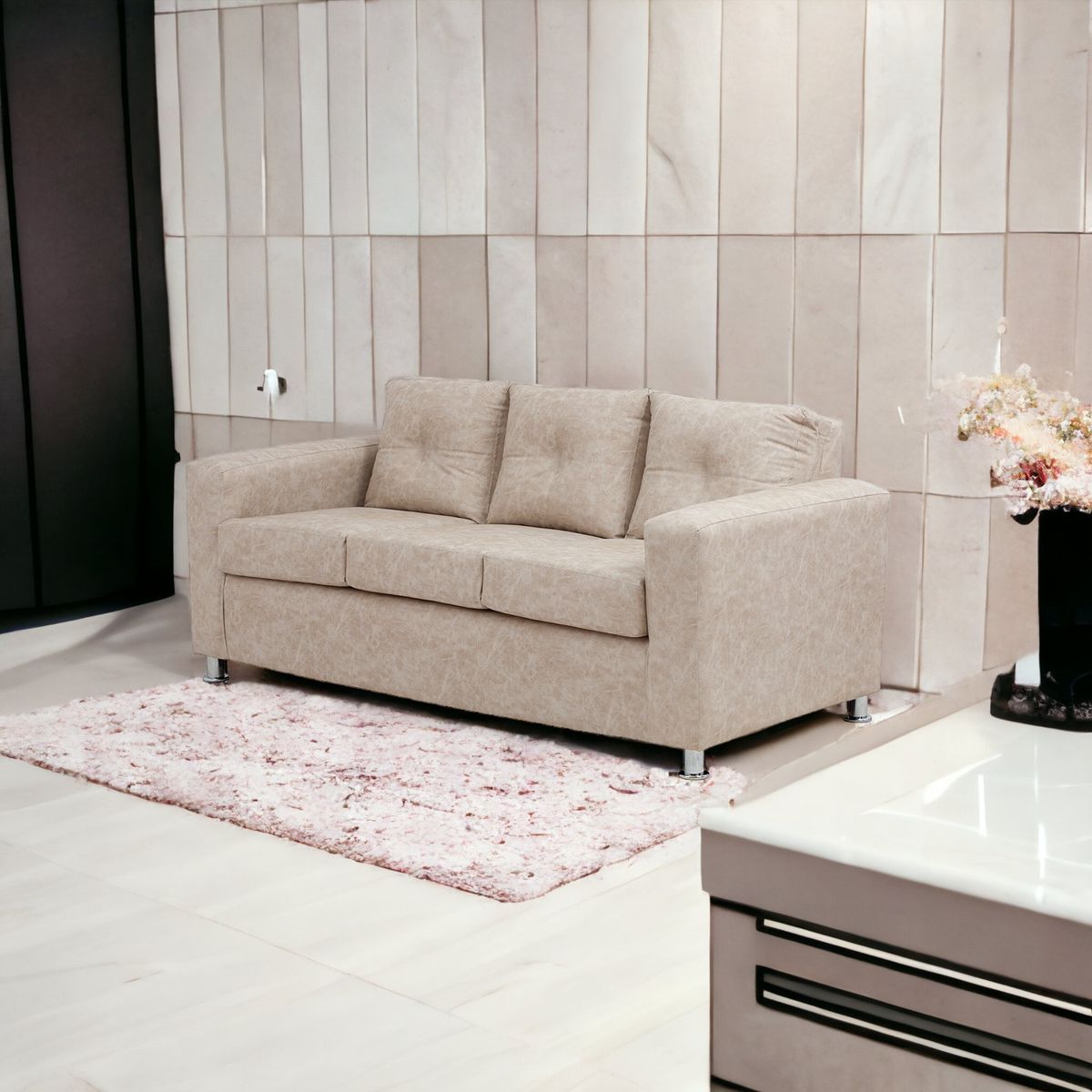 MUEBLES AMERICA - Sofá George 3 Cuerpos Cuero Auris Beige