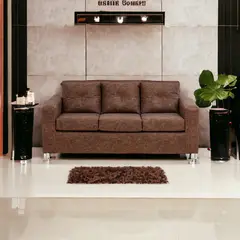 MUEBLES AMERICA - Sofá George 3 Cuerpos Cuero Auris Café