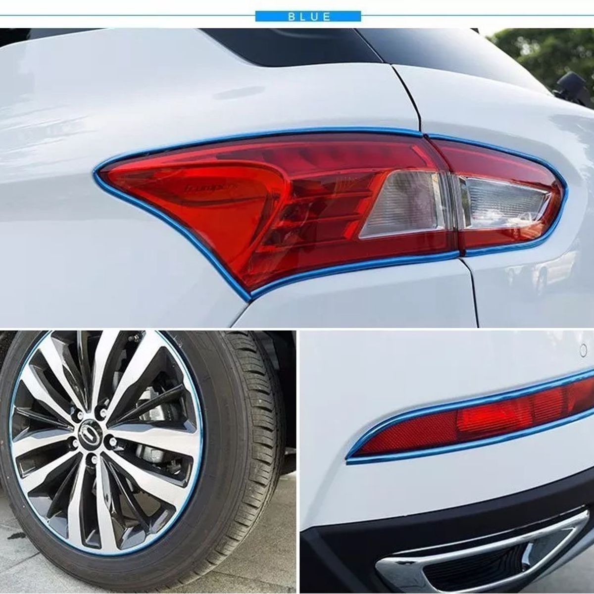 GENERICO - Moldura Para Llantas Decorativa Y Protectora AZUL Auto.