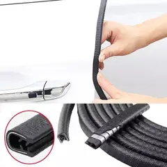 GENERICO - Moldura Auto Sello Presión Protectora Puertas Capot 5m NEGRO.