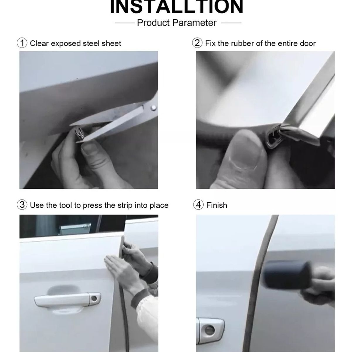 GENERICO - Moldura Auto Sello Presión Protectora Puerta Capot 5m BLANCO