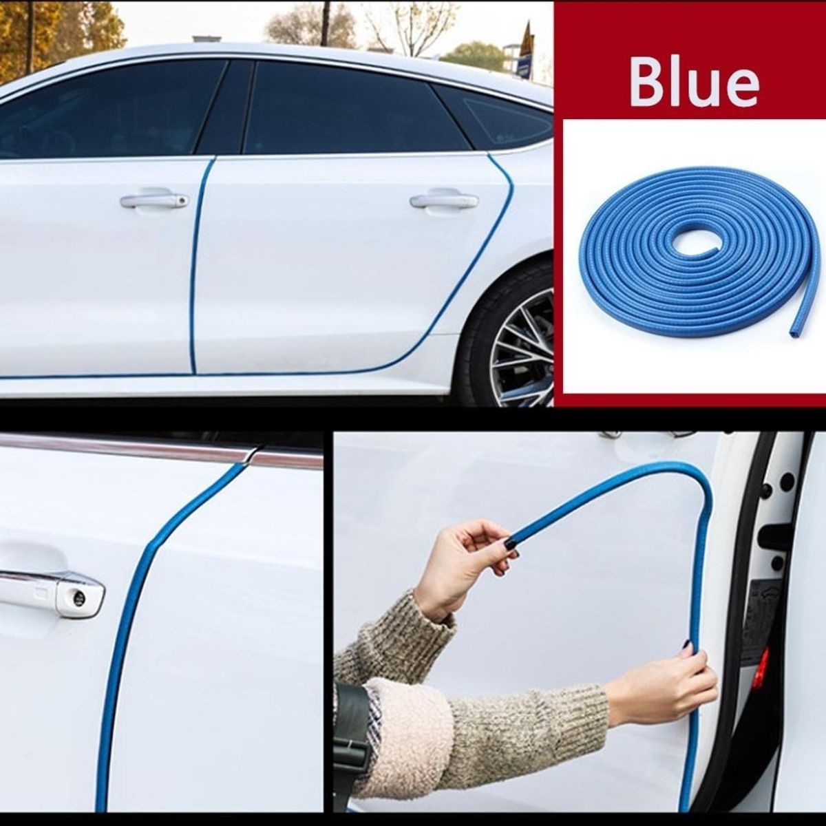 GENERICO - Moldura Auto Sello Presión Protectora Puertas Capot 5m AZUL