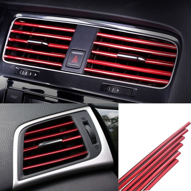 GENERICO - Moldura Decorativa Rejilla Ventilación Tuning ROJO