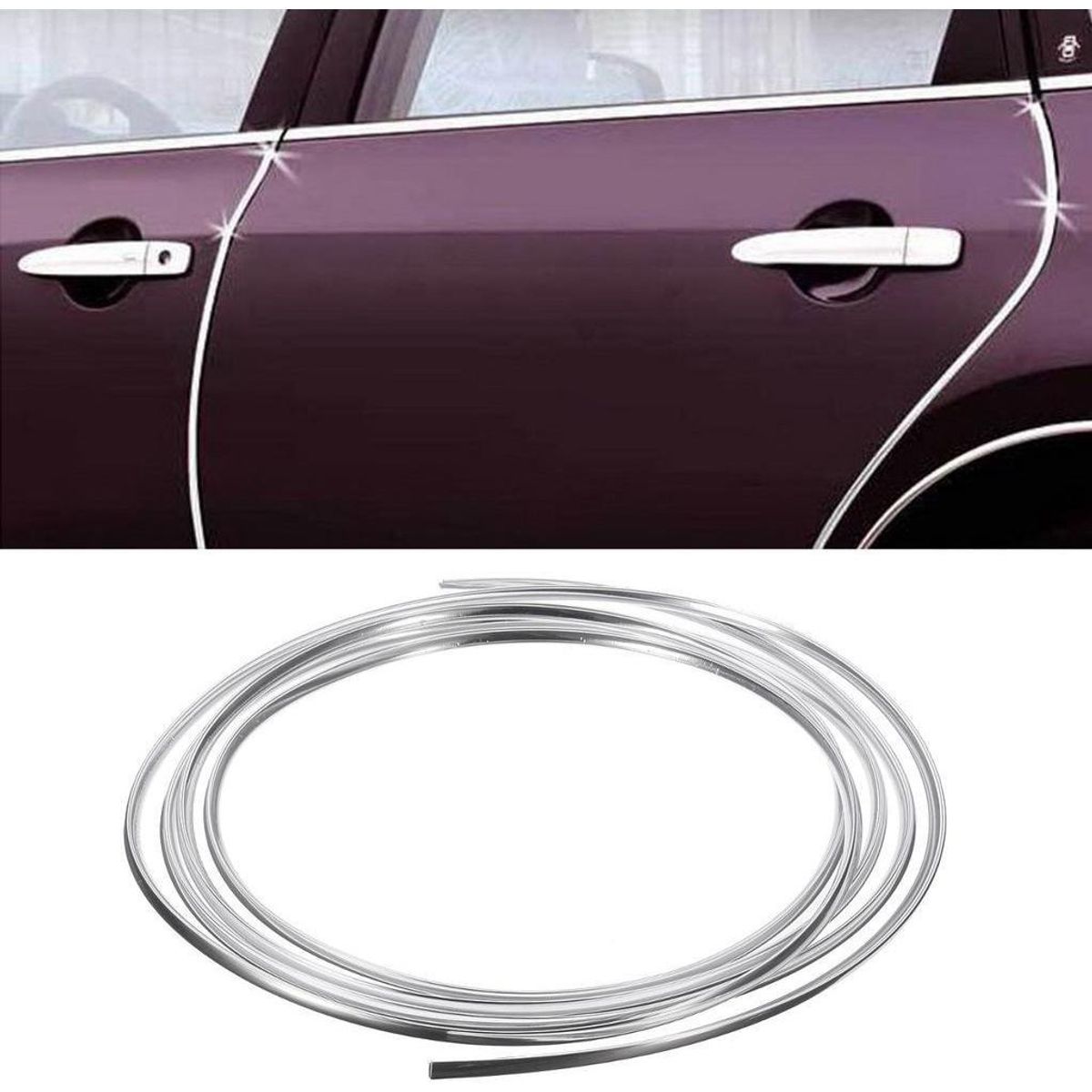 GENERICO - Moldura De Auto Protectora Puertas Y Capot 15m CROMADO