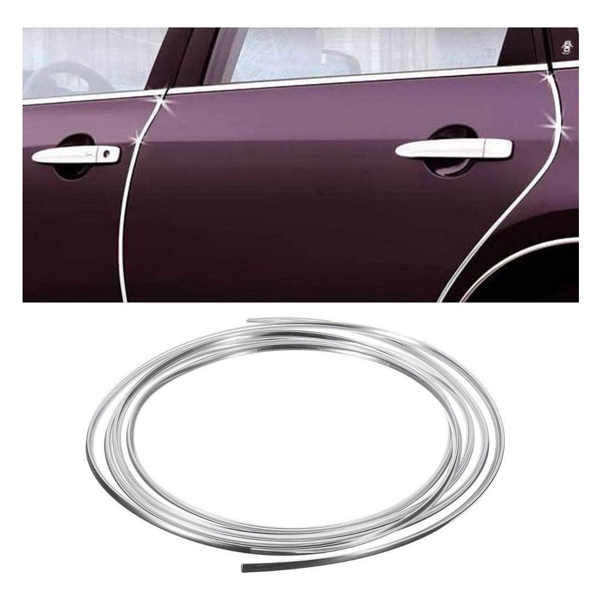 GENERICO - Moldura De Auto Protectora Puertas Y Capot 15m CROMADO