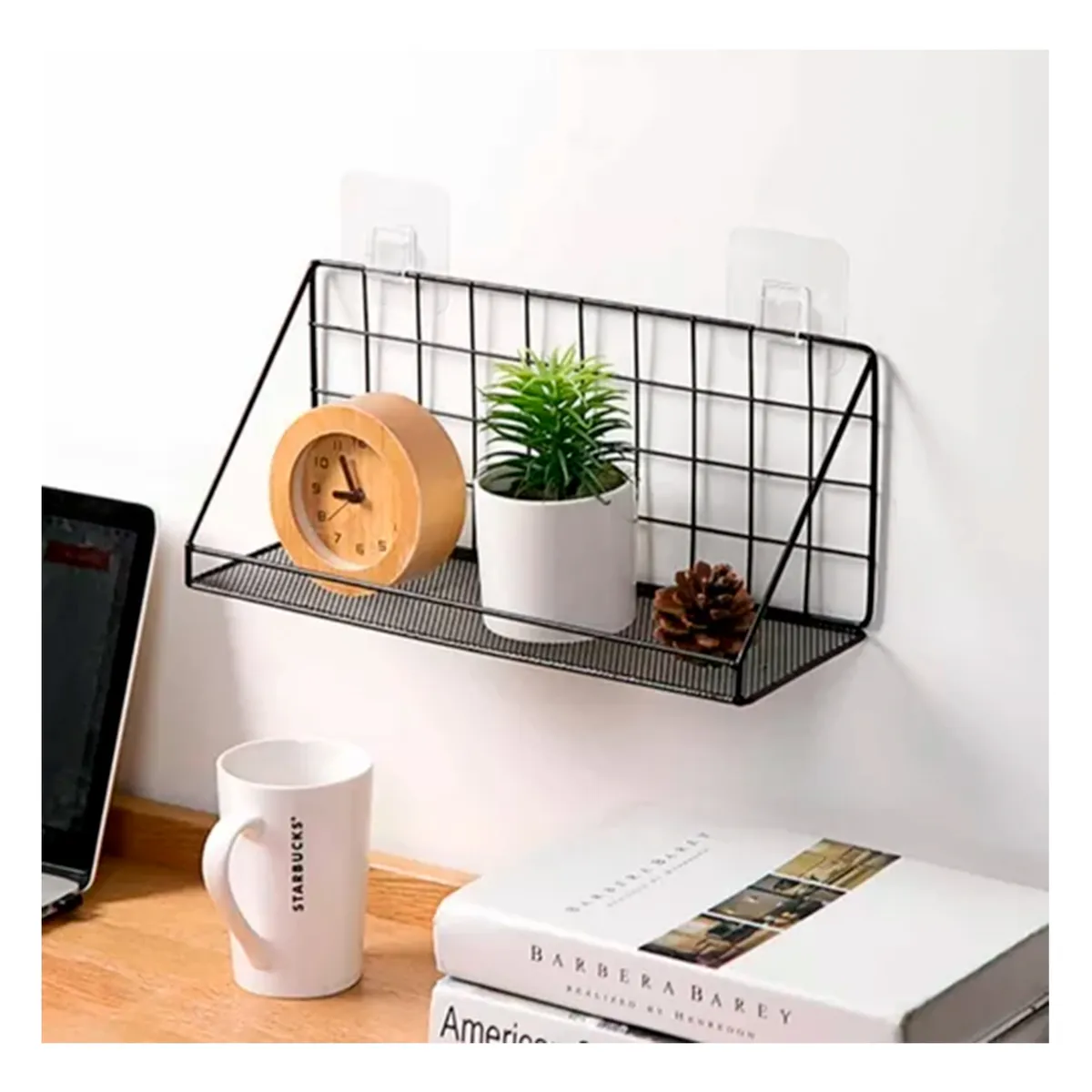 GENERICO - Repisa Flotante Multiuso Adhesivo Acero Inoxidable Blanco