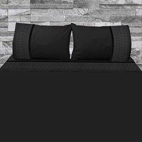 Juego De Sabanas King Dark Broderie Negro 300 Hilos