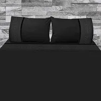 Juego De Sabanas 2 Plazas Dark Broderie Negro 300 Hilos