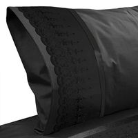 Juego De Sabanas 1,5 Plaza Dark Broderie Negro 300 Hilos