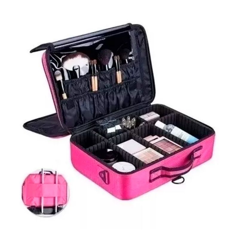 GENERICO - Maleta De Maquillaje De Mano Portatil Fucsia